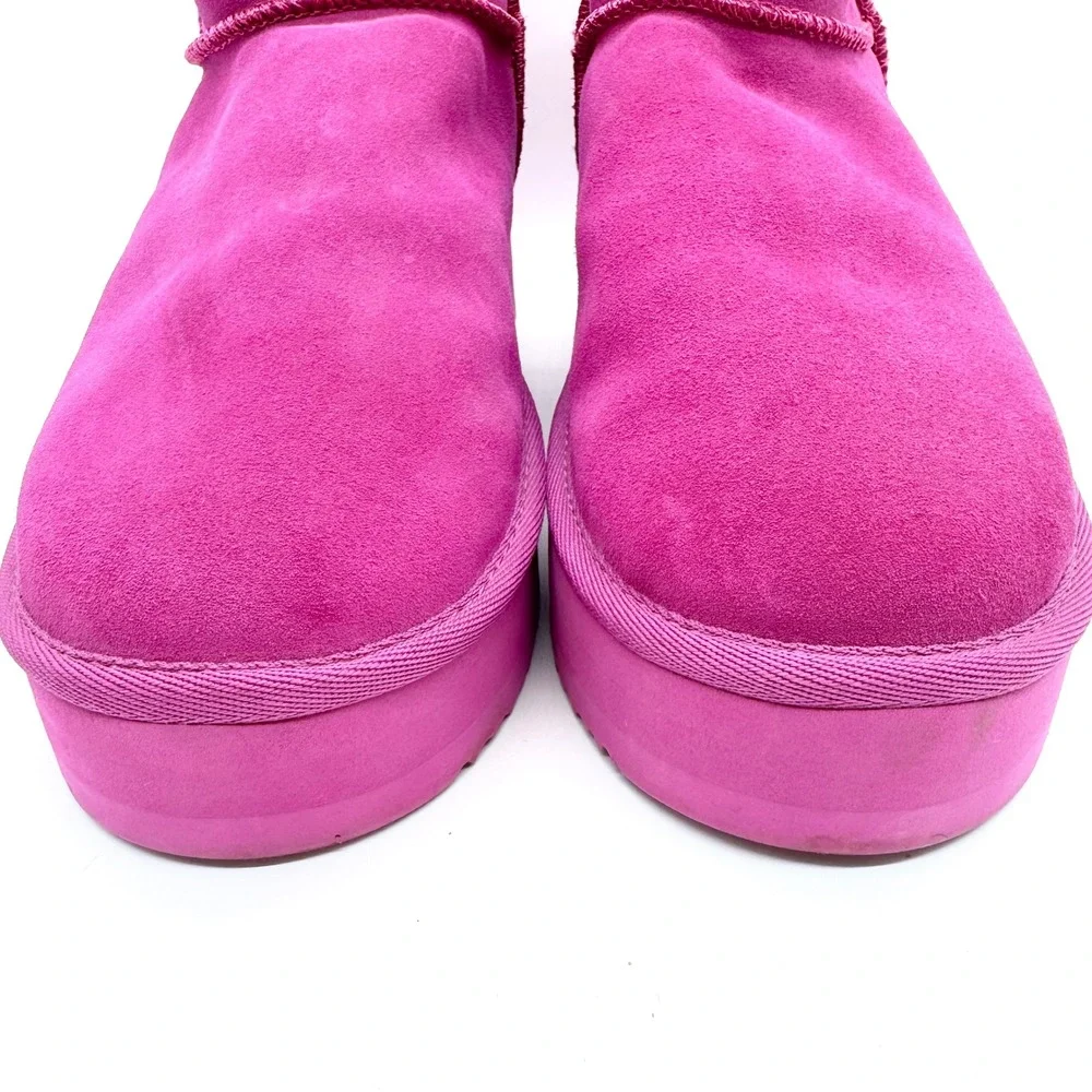 Fireside x Dearfoams Kingston Genuine Shearling Platform Bootie Mystic‎ Purple 9